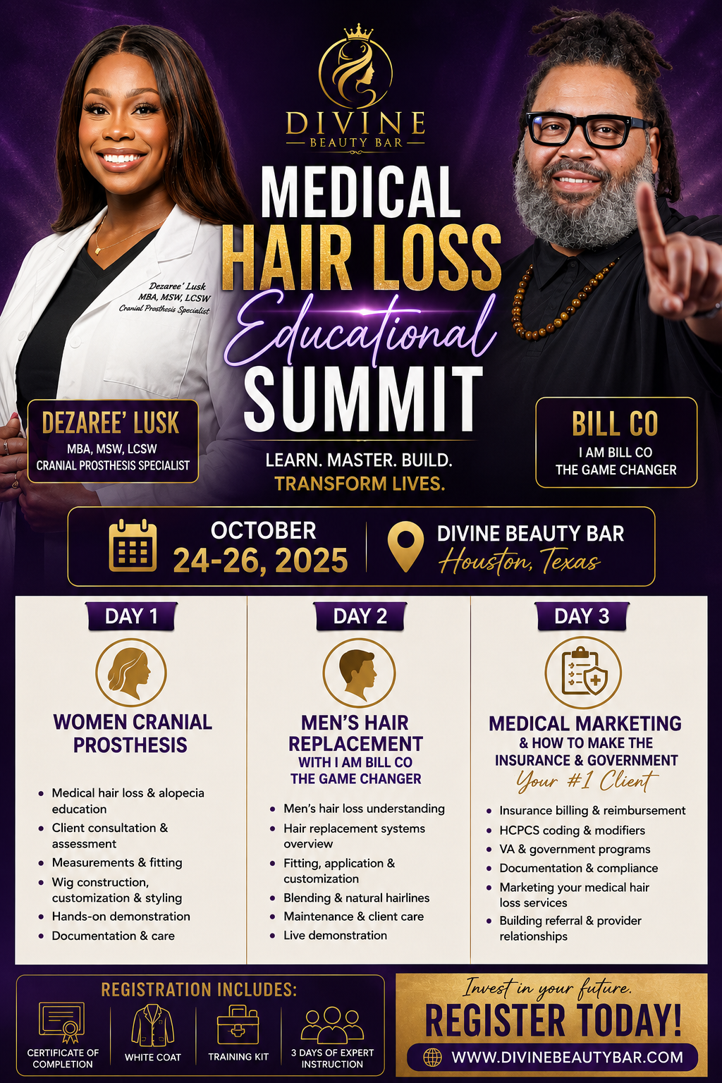 Day 3 ONLY Insurance & Gov Contracting: Medical Hairloss Education Summit (Houston 10/26)