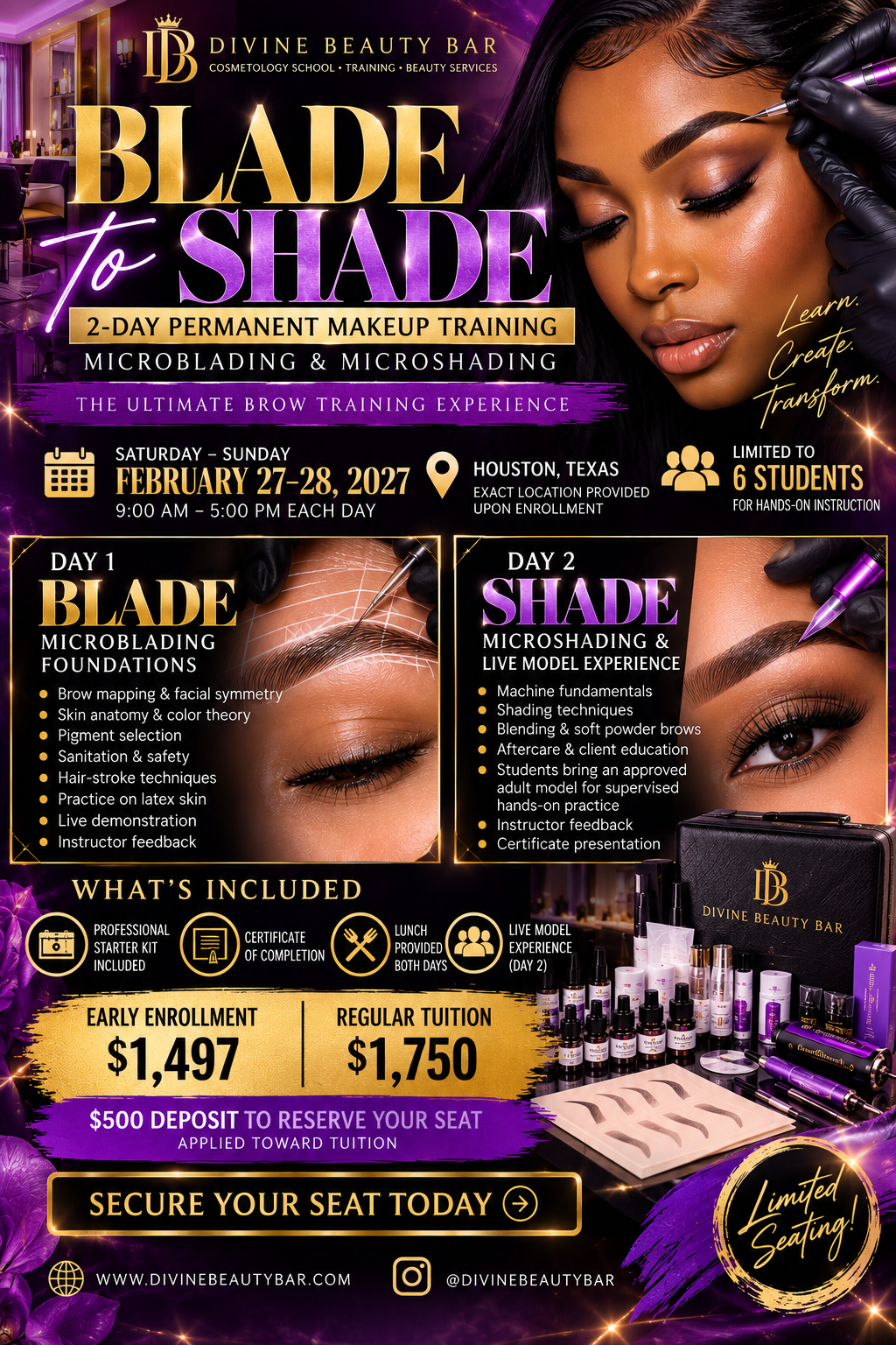 DEPOSIT ONLY HOUSTON Blade to Shade: Microblading & Microshading Training (February 27-28th)